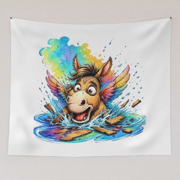 Item preview, Flying Donkey Unicorn Fantasy Creature Illustration | Cute Magical Animal Art designed and sold by bambooks.tabooks.