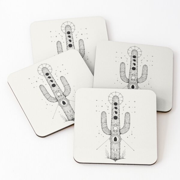 Item preview, Mystical Desert Cactus Fine Line Art designed and sold by Cozy Aesthetic design .