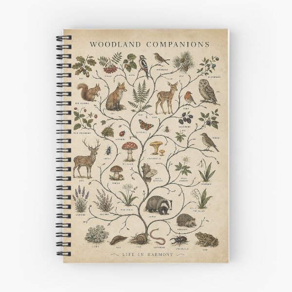 Item preview, Woodland Companions | Vintage Forest Ecosystem Poster designed and sold by Tolchik.