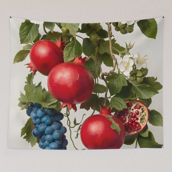Item preview, Vintage Pomegranates with Grapes and Flowers designed and sold by Vicky Brago-Mitchell®.