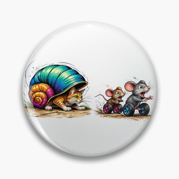 Item preview, Cat in Snail Shell Chasing Mice – Cute Whimsical Cartoon designed and sold by bambooks.tabooks.