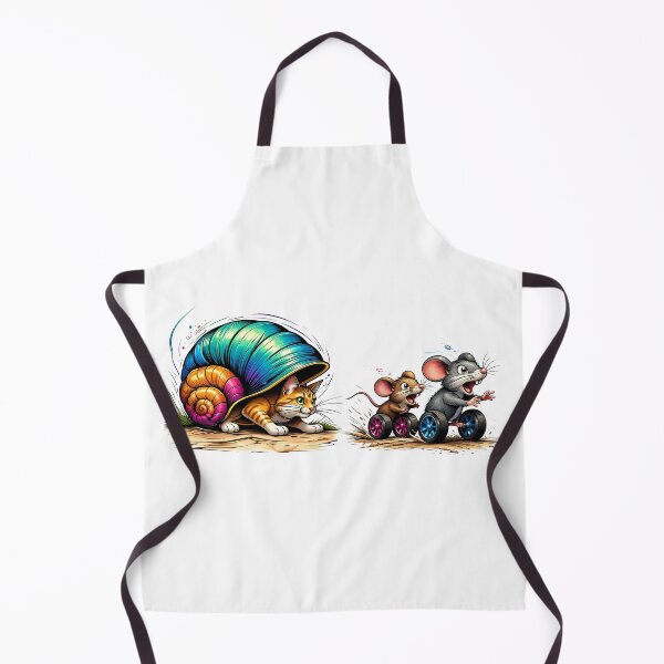 Item preview, Cat in Snail Shell Chasing Mice – Cute Whimsical Cartoon designed and sold by bambooks.tabooks.