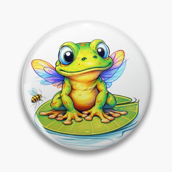 Item preview, Cute Frog Dragonfly Hybrid on Lily Pad – Whimsical Fantasy Animal Illustration designed and sold by bambooks.tabooks.