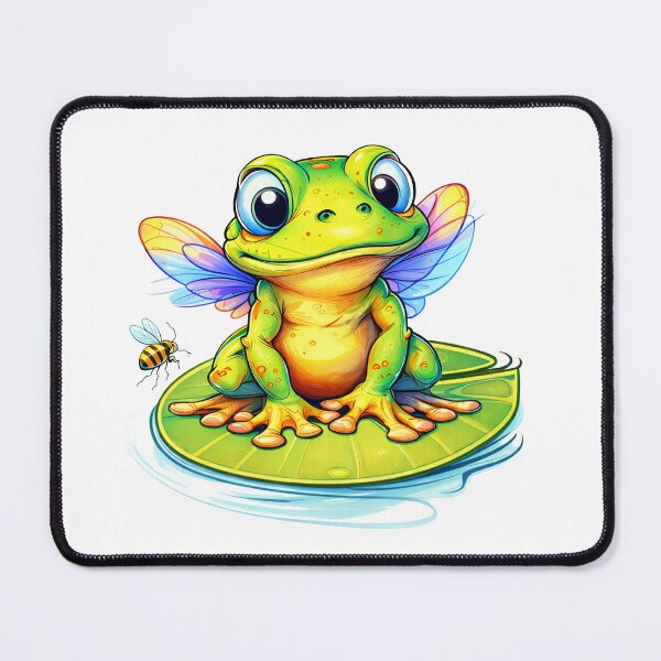 Item preview, Cute Frog Dragonfly Hybrid on Lily Pad – Whimsical Fantasy Animal Illustration designed and sold by bambooks.tabooks.