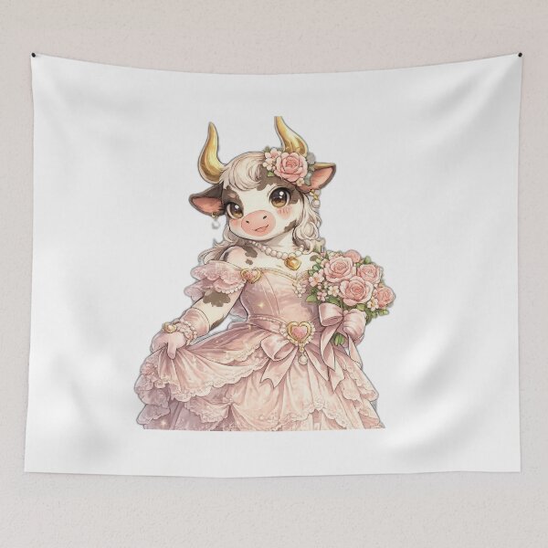 Item preview, Cute Princess Cow With Roses designed and sold by DailyDoodlesBySumbul.