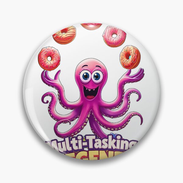 Item preview, Multi-Tasking Legend – Cartoon Octopus Juggling Donuts T-Shirt Design designed and sold by MerchWSzpilkach.