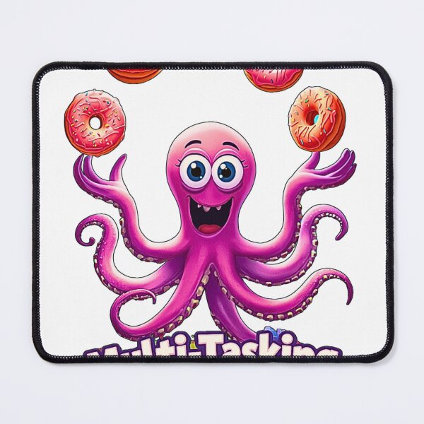 Item preview, Multi-Tasking Legend – Cartoon Octopus Juggling Donuts T-Shirt Design designed and sold by MerchWSzpilkach.