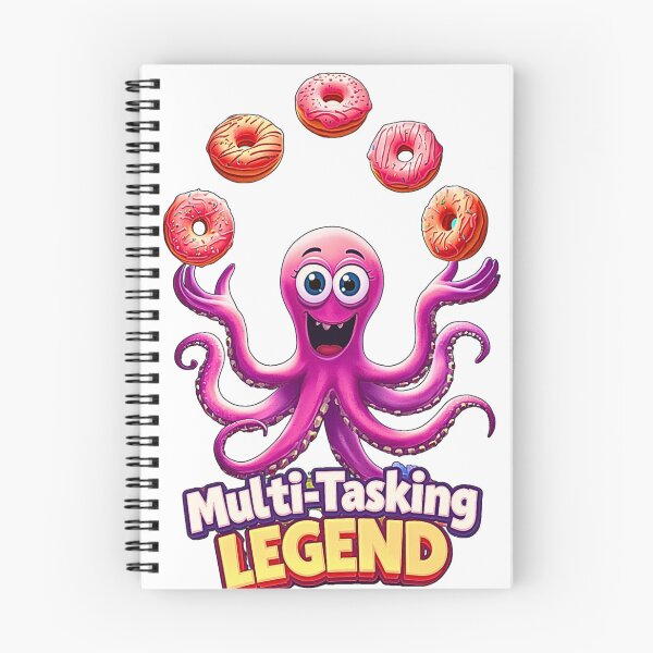 Item preview, Multi-Tasking Legend – Cartoon Octopus Juggling Donuts T-Shirt Design designed and sold by MerchWSzpilkach.