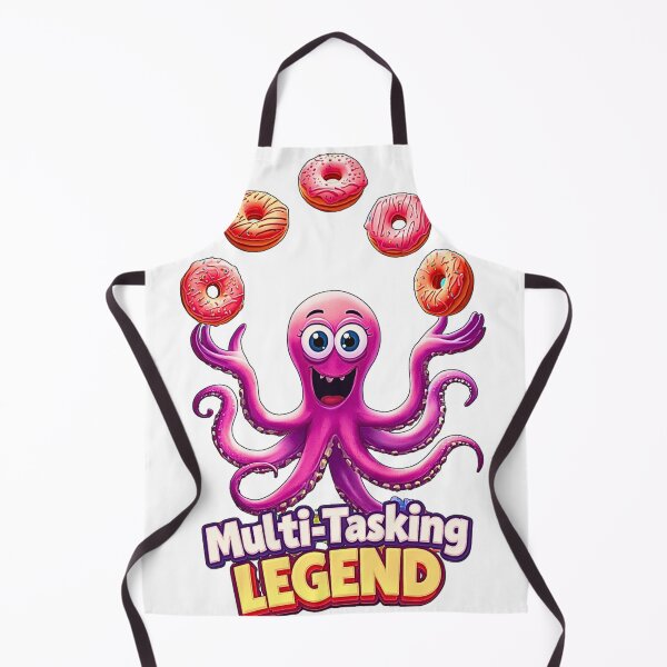Item preview, Multi-Tasking Legend – Cartoon Octopus Juggling Donuts T-Shirt Design designed and sold by MerchWSzpilkach.