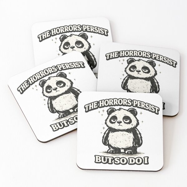 Item preview,  The Horrors Persist But So Do I Panda Funny Vintage Retro Shirt Mental Health Humor Gift Relatable Panda Tee designed and sold by Gremlin Hours.