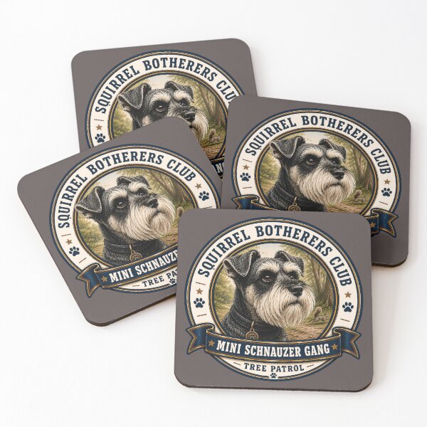 Item preview, Squirrel Botherers Club - Mini Schnauzer Gang - Tree Patrol/ Funny Mini Schnauzer Badge Logo  designed and sold by Halejo68.