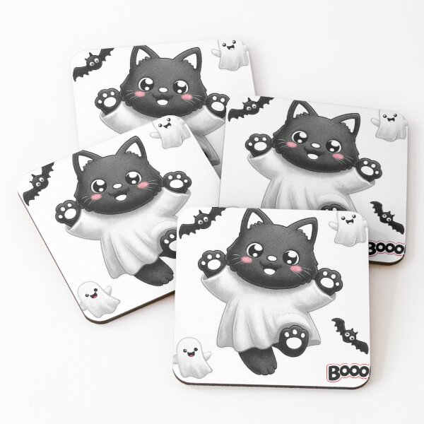 Item preview, Cute Black Ghost Cat Boo designed and sold by LovePrintArt.