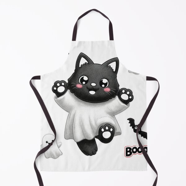 Item preview, Cute Black Ghost Cat Boo designed and sold by LovePrintArt.