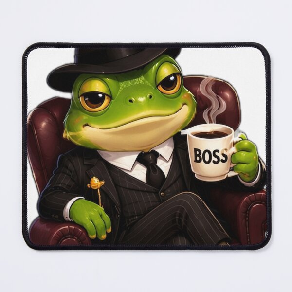 Item preview, Mafia Frog Boss Coffee Time designed and sold by DailyDoodlesBySumbul.