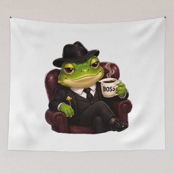 Item preview, Mafia Frog Boss Coffee Time designed and sold by DailyDoodlesBySumbul.