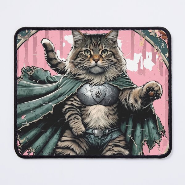 Item preview, Warrior Cat Hero Armor Cape Vintage Badge Fantasy Art designed and sold by PawsRetroStudio.