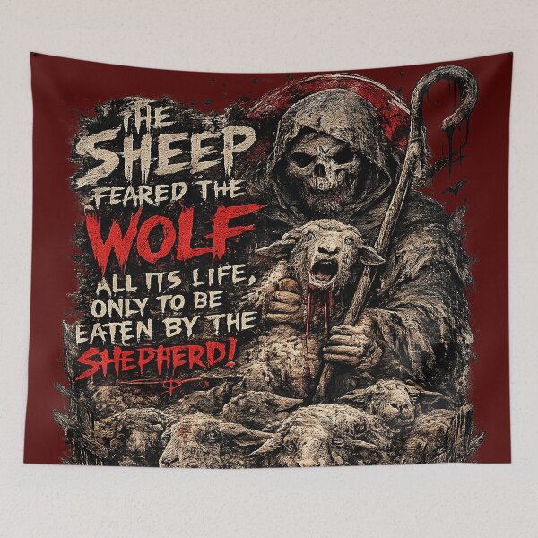 Item preview, The Sheep Feared the Wolf All Its Life | Dark Philosophy Quote Gothic Skull Design designed and sold by Alchemy Forge.