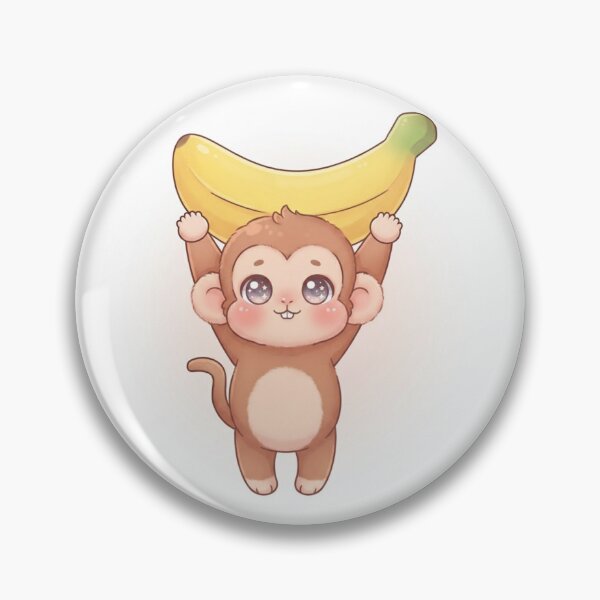 Item preview, Super Cute Chibi Monkey Holding a Giant Banana Cartoon  designed and sold by Stickivo.