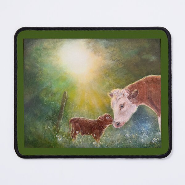 Item preview, Original acrylic painting of cow and calf in the golden hour. designed and sold by BirdsandMoreArt.