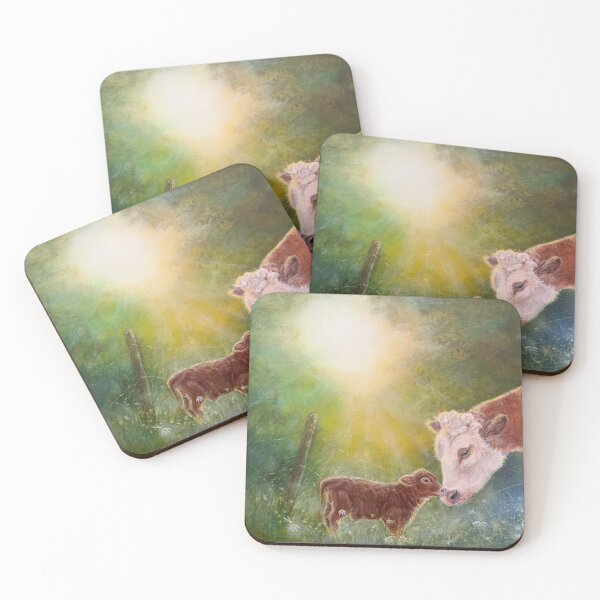 Item preview,  Original acrylic painting of cow and calf in the golden hour. designed and sold by BirdsandMoreArt.