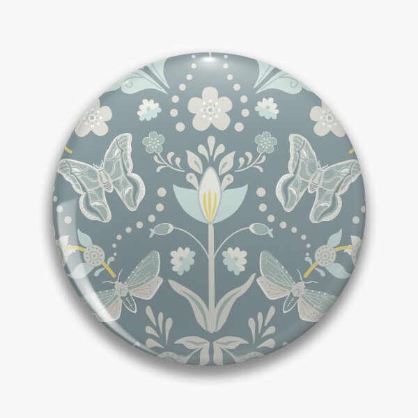 Item preview, Swedish Moth Damask in Neutral Grays and Blues designed and sold by vinpauld.