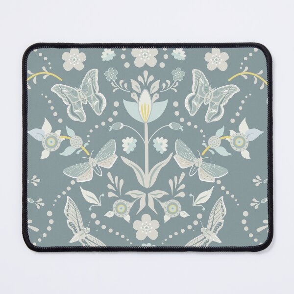 Item preview, Swedish Moth Damask in Neutral Grays and Blues designed and sold by vinpauld.