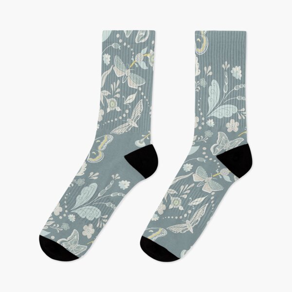 Item preview, Swedish Moth Damask in Neutral Grays and Blues designed and sold by vinpauld.