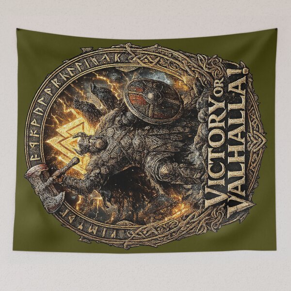 Item preview, VICTORY OR VALHALLA – Viking Warrior Rune Circle | Norse Mythology Design designed and sold by Alchemy Forge.