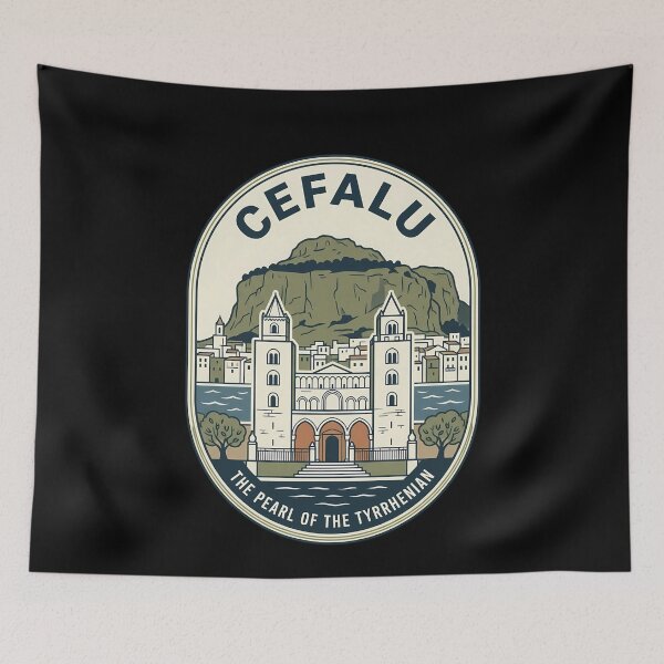 Item preview, Cefalu Sicily Vintage Travel Emblem Cathedral designed and sold by k3rstman1.