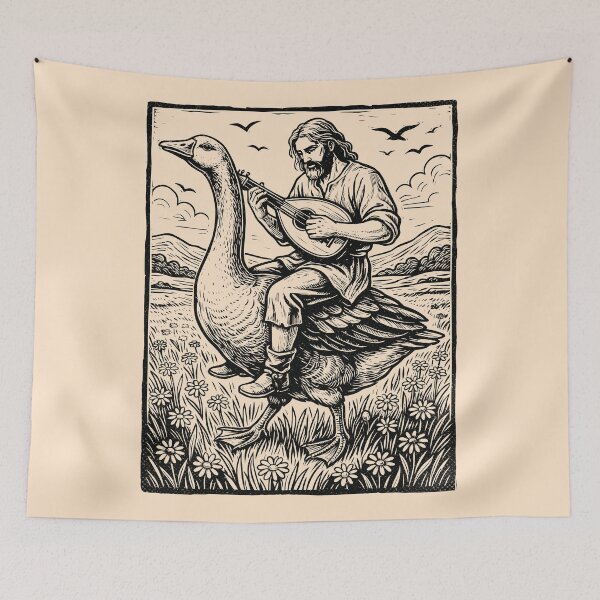 Item preview, Medieval Musician Goose Rider Lute Player Renaissance  designed and sold by Y-Vibes.