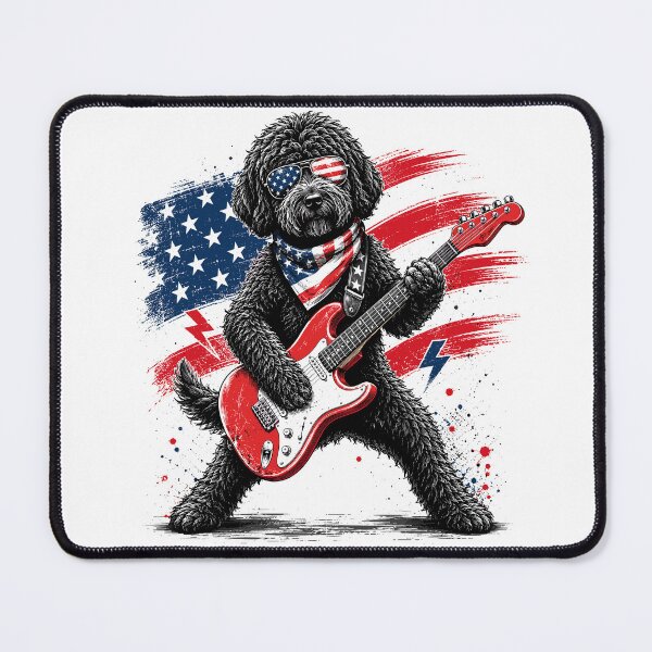 Item preview, Patriotic Rock Goldendoodle Dog Playing Guitar Shirt | American Guitarist Dog | USA Flag Music Lover Design designed and sold by 76Valeria.