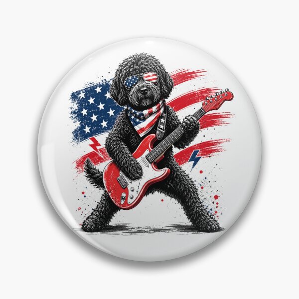 Item preview, Patriotic Rock Goldendoodle Dog Playing Guitar Shirt | American Guitarist Dog | USA Flag Music Lover Design designed and sold by 76Valeria.