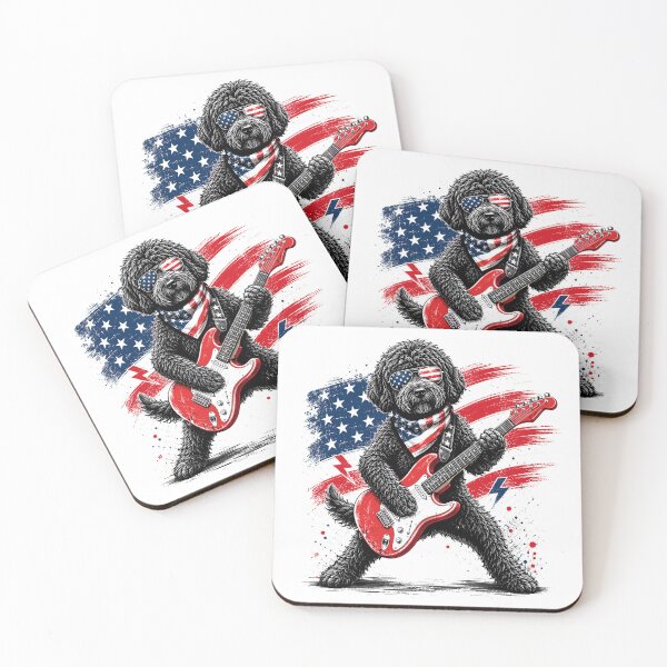 Item preview, Patriotic Rock Goldendoodle Dog Playing Guitar Shirt | American Guitarist Dog | USA Flag Music Lover Design designed and sold by 76Valeria.