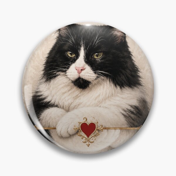 Item preview, Queen of Hearts Cat Playing Card | Black and White Tuxedo Cat Art designed and sold by bambooks.tabooks.