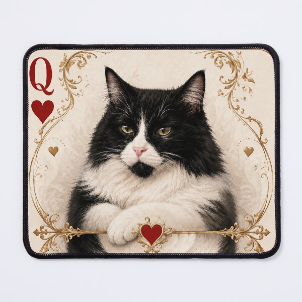 Item preview, Queen of Hearts Cat Playing Card | Black and White Tuxedo Cat Art designed and sold by bambooks.tabooks.