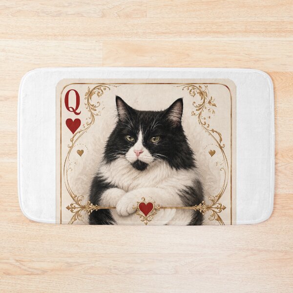 Item preview, Queen of Hearts Cat Playing Card | Black and White Tuxedo Cat Art designed and sold by bambooks.tabooks.