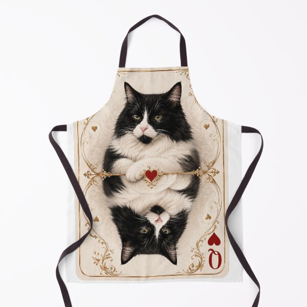 Item preview, Queen of Hearts Cat Playing Card | Black and White Tuxedo Cat Art designed and sold by bambooks.tabooks.
