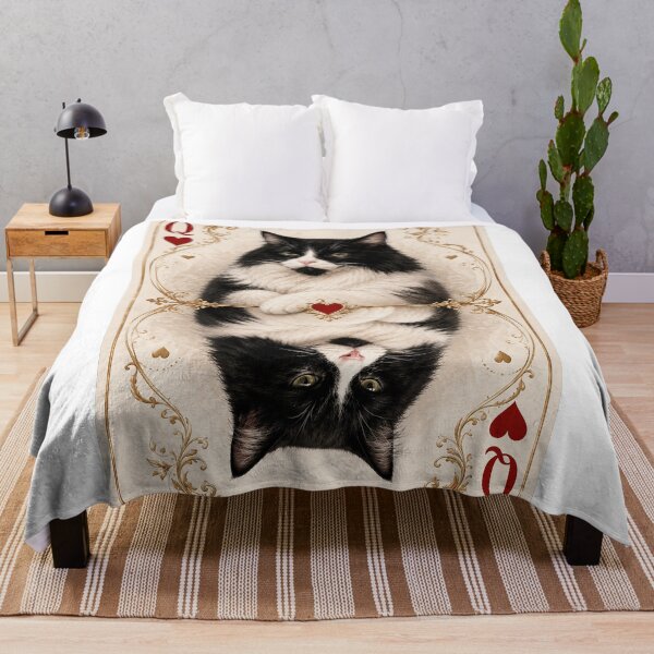 Item preview, Queen of Hearts Cat Playing Card | Black and White Tuxedo Cat Art designed and sold by bambooks.tabooks.