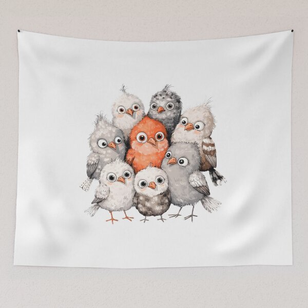 Item preview, Cute Fluffy Baby Birds Watercolor Group designed and sold by DariaOltes.
