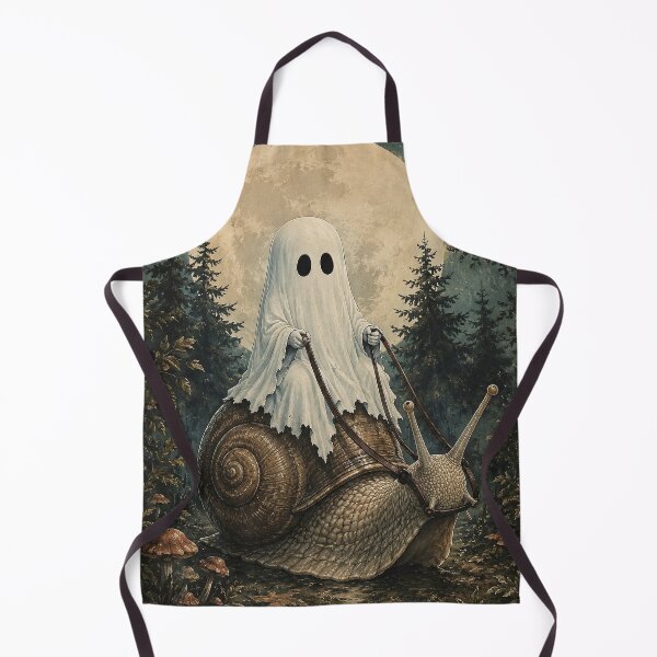 Item preview, Cute Ghost Riding a Giant Snail | Whimsical Forest Cottagecore Art designed and sold by Tolchik.