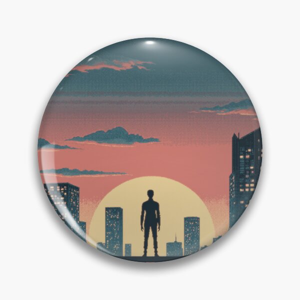 Item preview, Retro Cyberpunk Silhouette Under Neon Sunset Skyline designed and sold by DopeVibeStuff.