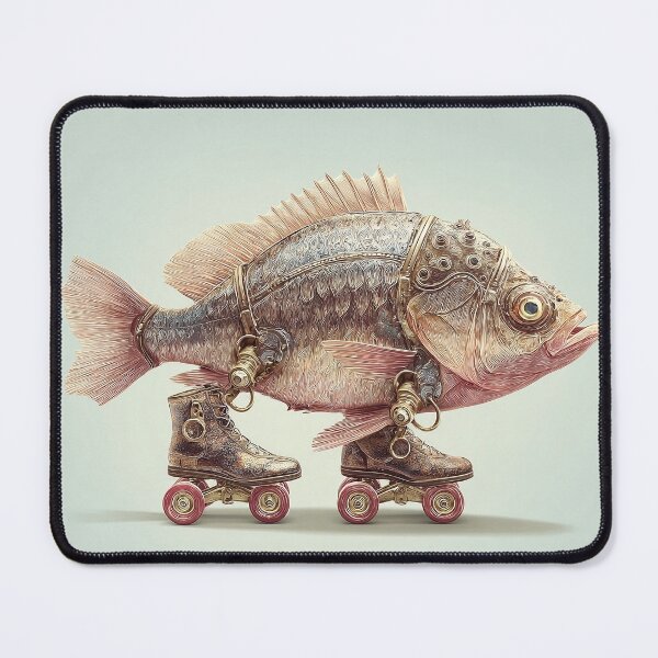 Item preview, Steampunk Fish on Roller Skates – Surreal Fantasy Illustration designed and sold by Tolchik.