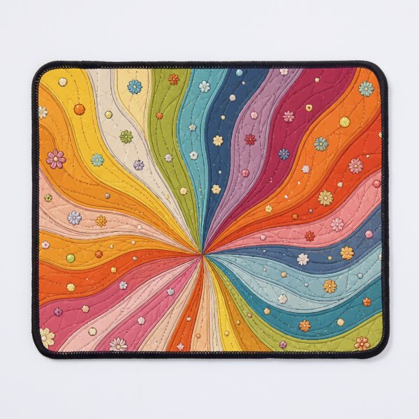 Item preview, Retro Rainbow Quilt Print Spiral and Floral Sunburst Pattern designed and sold by Far Out Goods.