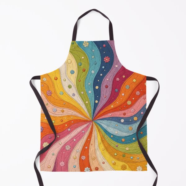 Item preview, Retro Rainbow Quilt Print Spiral and Floral Sunburst Pattern designed and sold by Far Out Goods.