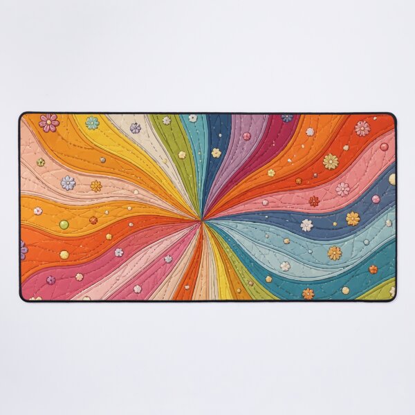 Item preview, Retro Rainbow Quilt Print Spiral and Floral Sunburst Pattern designed and sold by Far Out Goods.