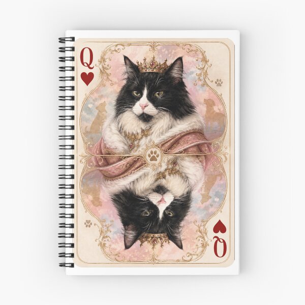 Item preview, Queen of Hearts Royal Cat | Tuxedo Cat Crown Playing Card Art designed and sold by bambooks.tabooks.