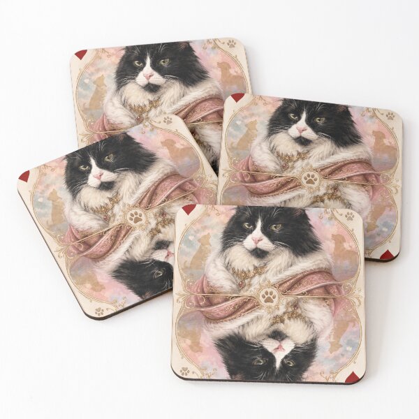 Item preview, Queen of Hearts Royal Cat | Tuxedo Cat Crown Playing Card Art designed and sold by bambooks.tabooks.