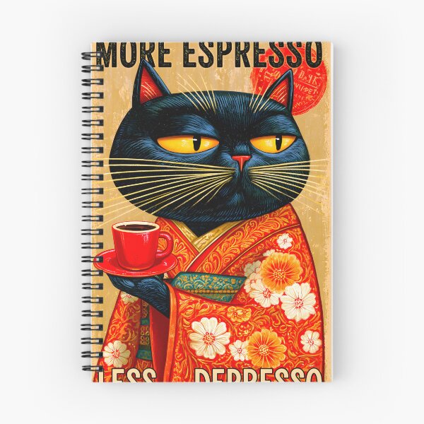 Item preview, Charming Cat in Colorful Kimono with Espresso designed and sold by Artessie.