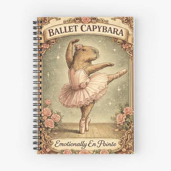 Item preview, Vintage Ballet Capybara Floral Poster Art designed and sold by VivaStencil.