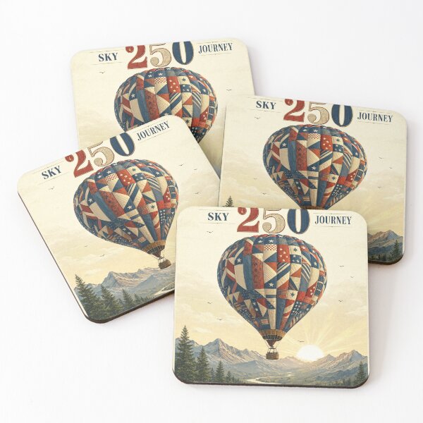Item preview, Hot Air Balloon Flight Over Mountain Landscape at Sunrise Vintage Poster Style designed and sold by Creative88Art.